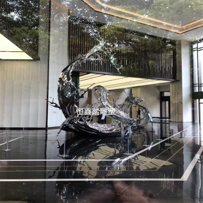​重庆星级酒店大堂装饰镜面不锈钢浪花雕塑厂家报价