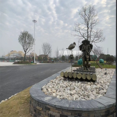 广西桂林高速路服务区装饰不锈钢渔舟雕塑厂家报价